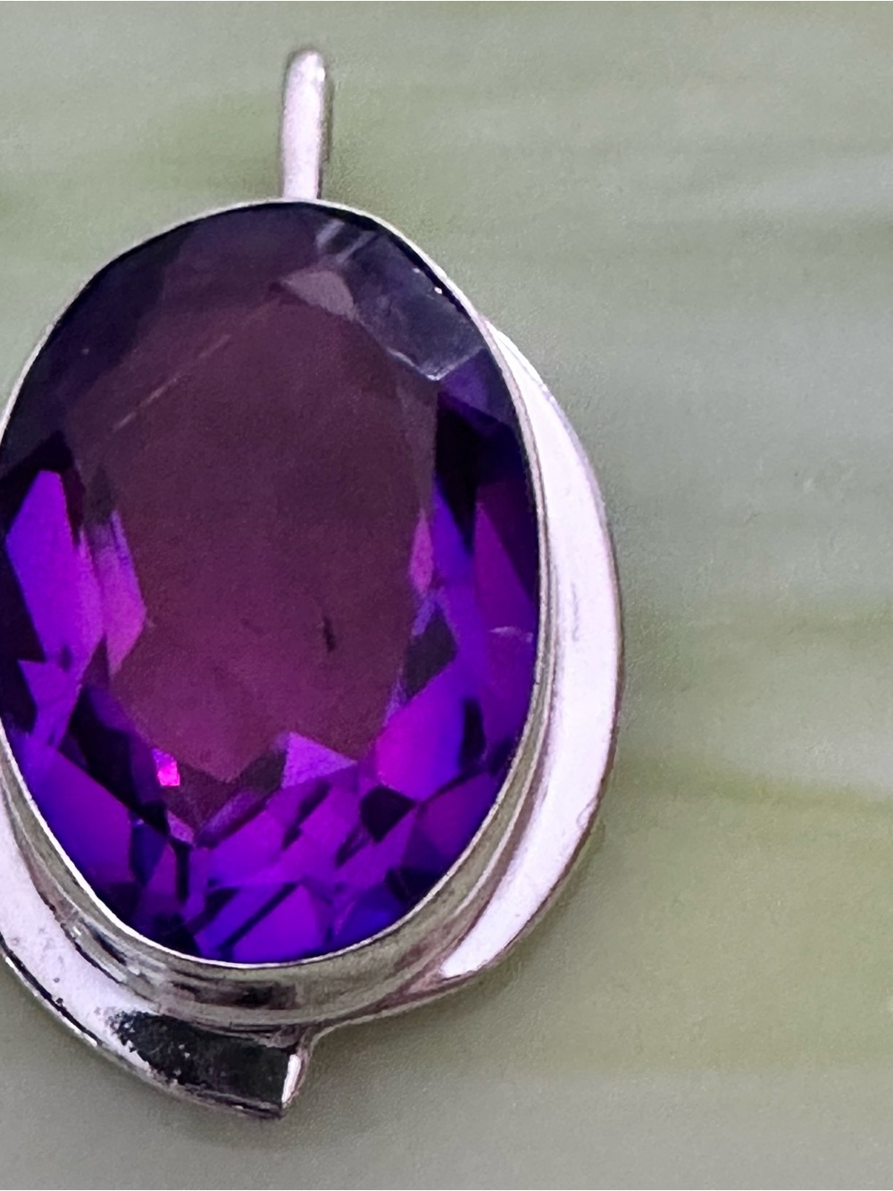 Artisan Silver Pendant with Vivid Purple lab created, amethyst Faceted Stone
